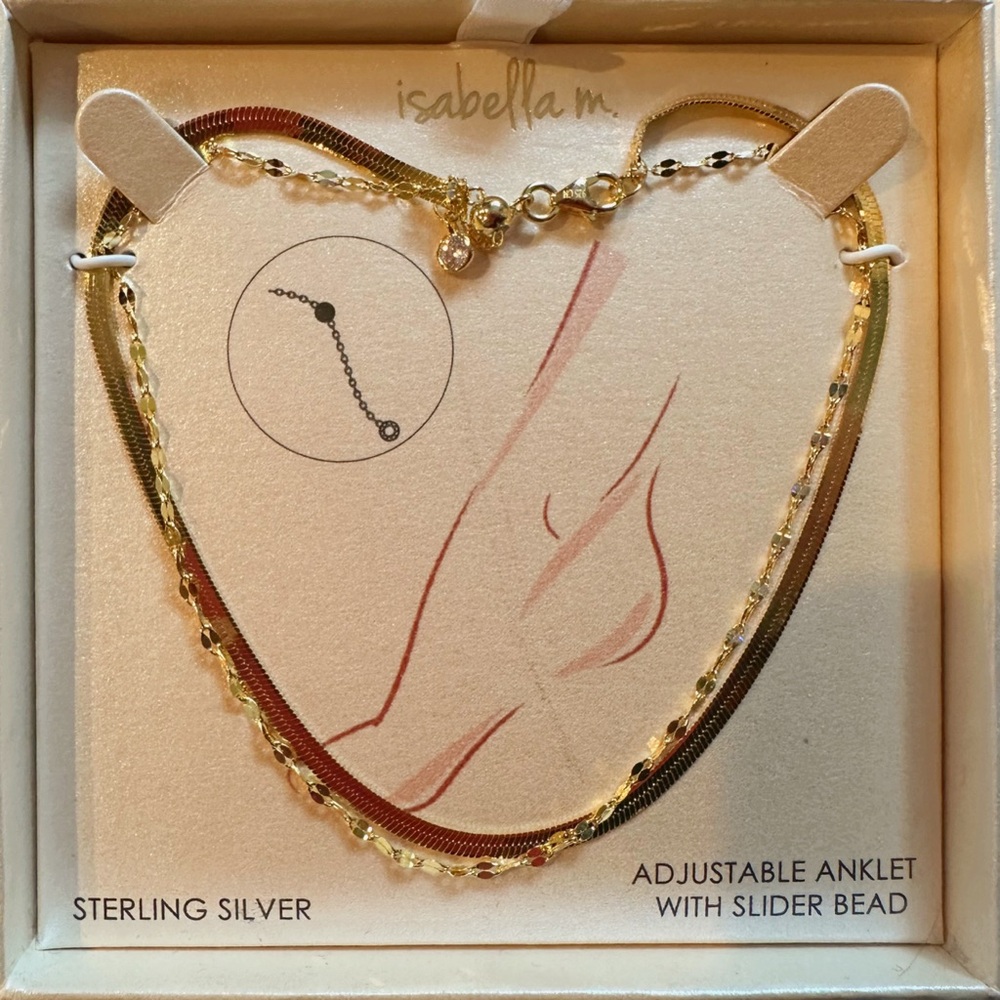 [ 2 FOR $40 ] STERLING SILVER DOUBLE CHAIN ANKLE BRACELET